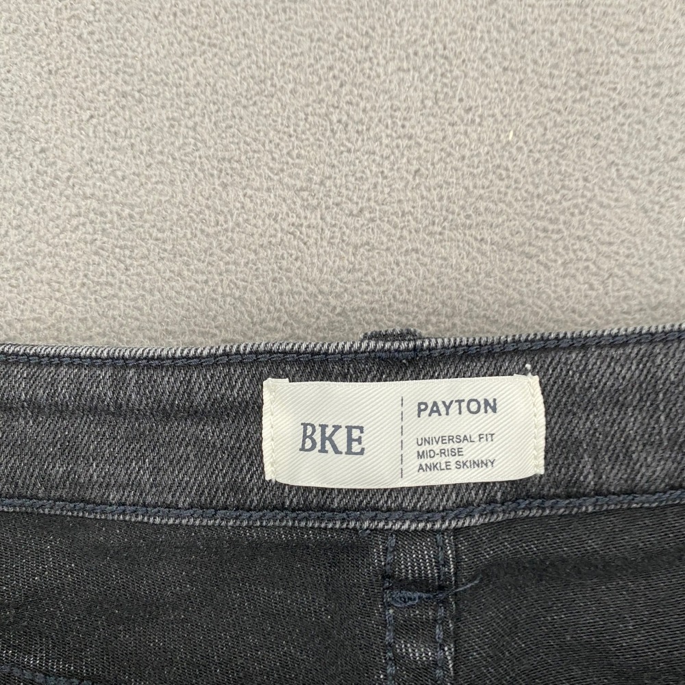 BKE Payton Mid-Rise Ankle Skinny Jeans Grey Raw Hem 31x27 Distressed Stretch - Picture 2 of 11